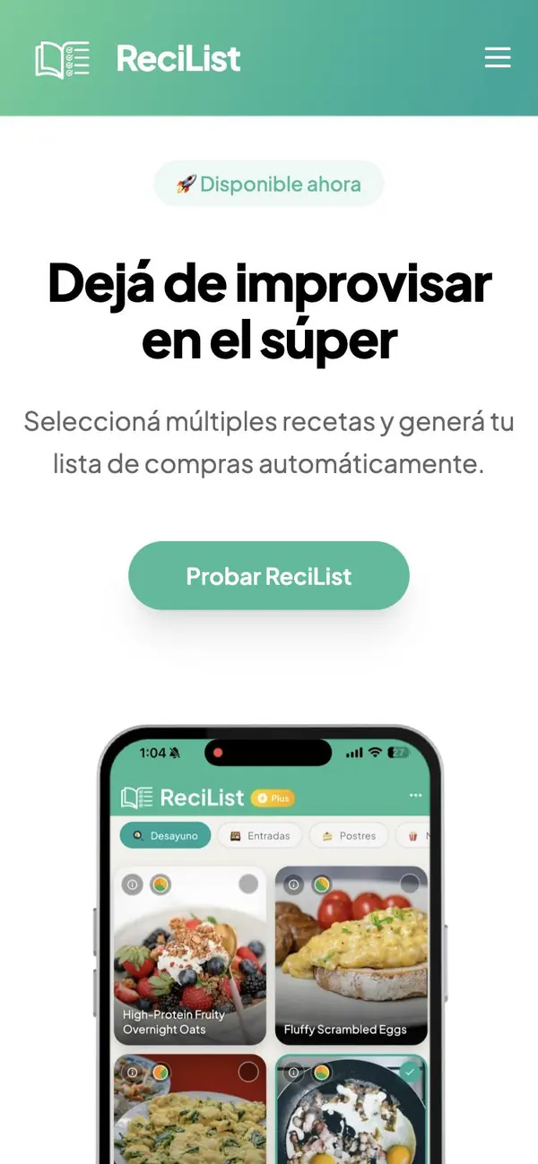 ReciList en el celular